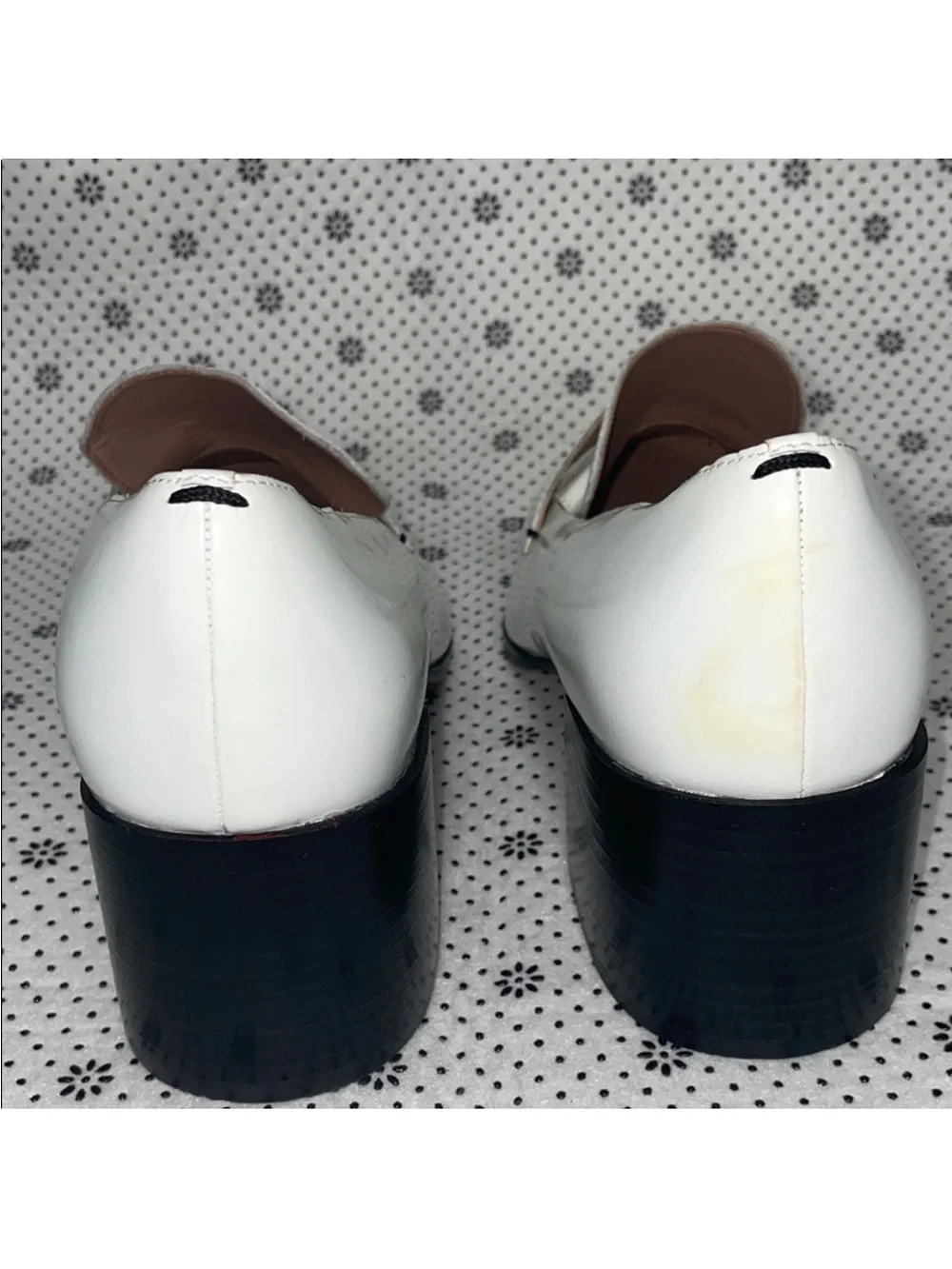 Linea Paolo Women's Casey Leather Block Heel Loafer Pump White Size 9.5